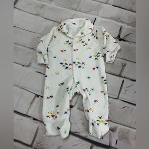 vintage Pastels White Kids Footie with Multicolor Print